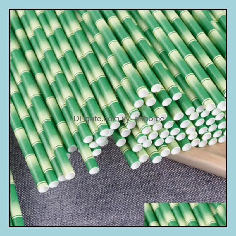paper straws eco-friendly milk straw disposable bubble tea thick bamboo juice drinking straw birthday wedding party gifts 25pcs/lot