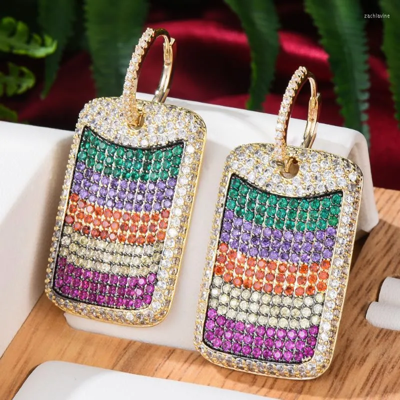 Dangle & Chandelier KellyBola Jewelry India Ladies Luxury Large Square Full Cubic Zircon Earrings Fashion CZ Design 2022
