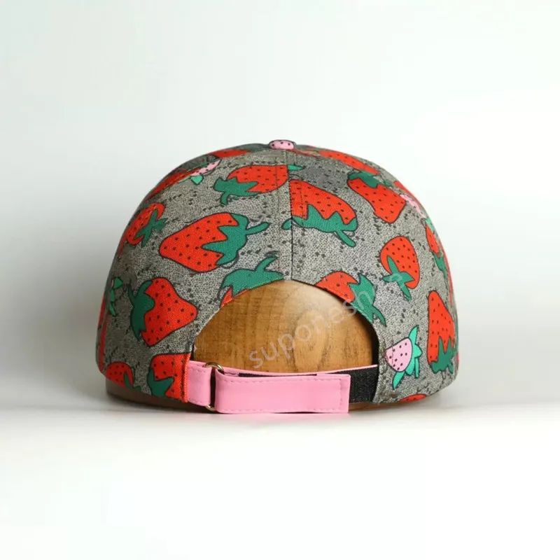 Groothandel aardbei honkbal cap casquette emmer hoed designer heren dames gemonteerde hoeden voor katoenen print letters casual cactus visser caps mode