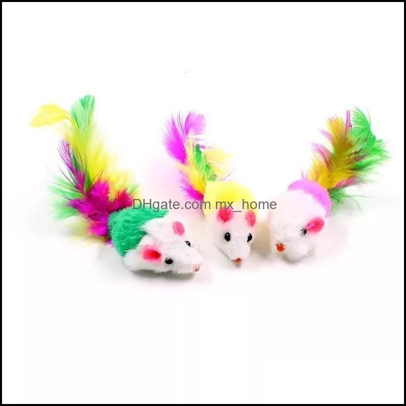 Colorful Feather Grit Small Mouse Cat Toy For Cat Feather Funny Playing Pet dog Cat Small Animals feather Toys Kitten