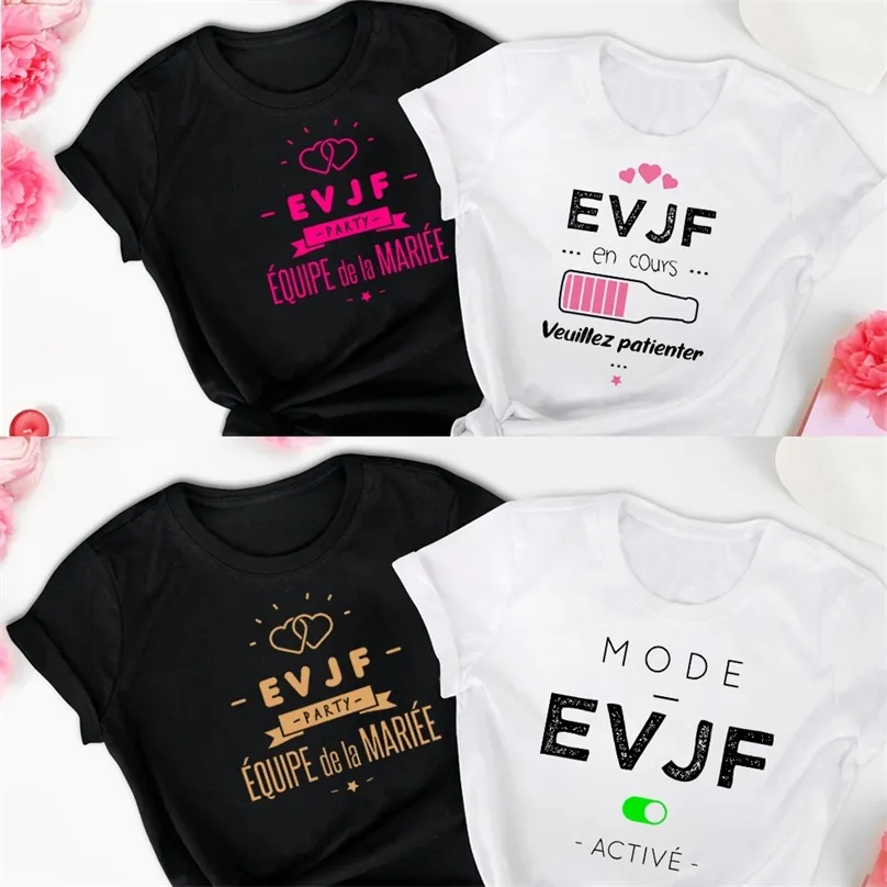 Bachelorette Gelin Gömlek Takımı Gelin Düğün Eşleşen T Shirt Evjf Kadın Üstleri Nedime Gömlek Evjf Tshirt için Tesf