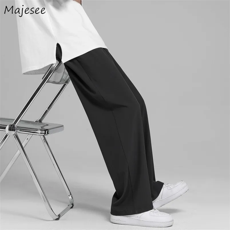 Yaz İnce Saten Pantolon Erkekler Büyük Boy Nefes Alabilir Geniş Bacak Sıradan Pantolon Düz Dapped Street Giyim M3XL Hızlı Kurutma Dipleri 220712