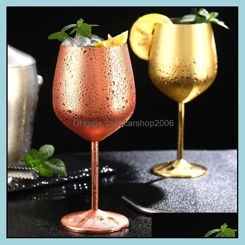 500ml wine glass metal glass cup champagne 304 stainless steel wine glass cup silver gold copper