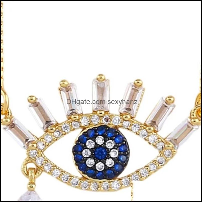 Pendant Necklaces Turkish Evil Eye Necklace Gold Cubic Zirconia Greek Blue For Women Men Fashion 3502 Q2