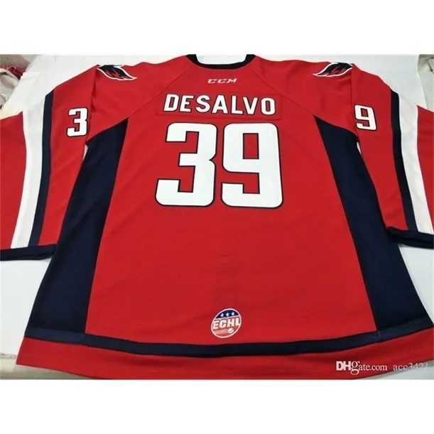 Thr Mens # 39 South Carolina Stingrays Dan DeSalvo Hockey Jersey ou personnalisé n'importe quel nom ou numéro rétro Jersey