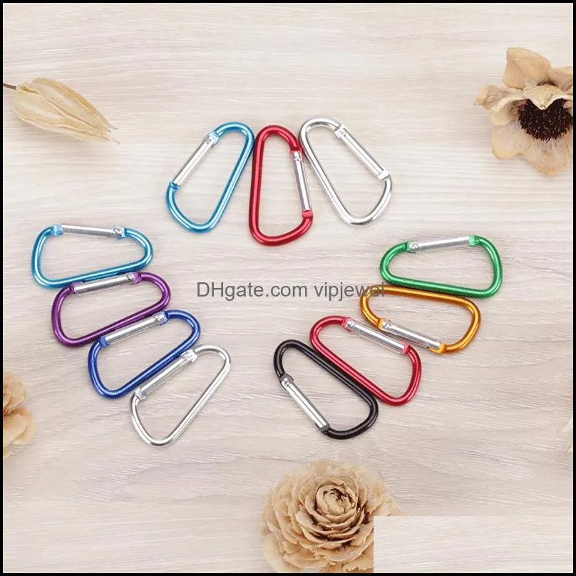 aluminum carabiner d ring spring snap hook for key rings good quality outdoor caribeaners camping keychain accessory free dhl