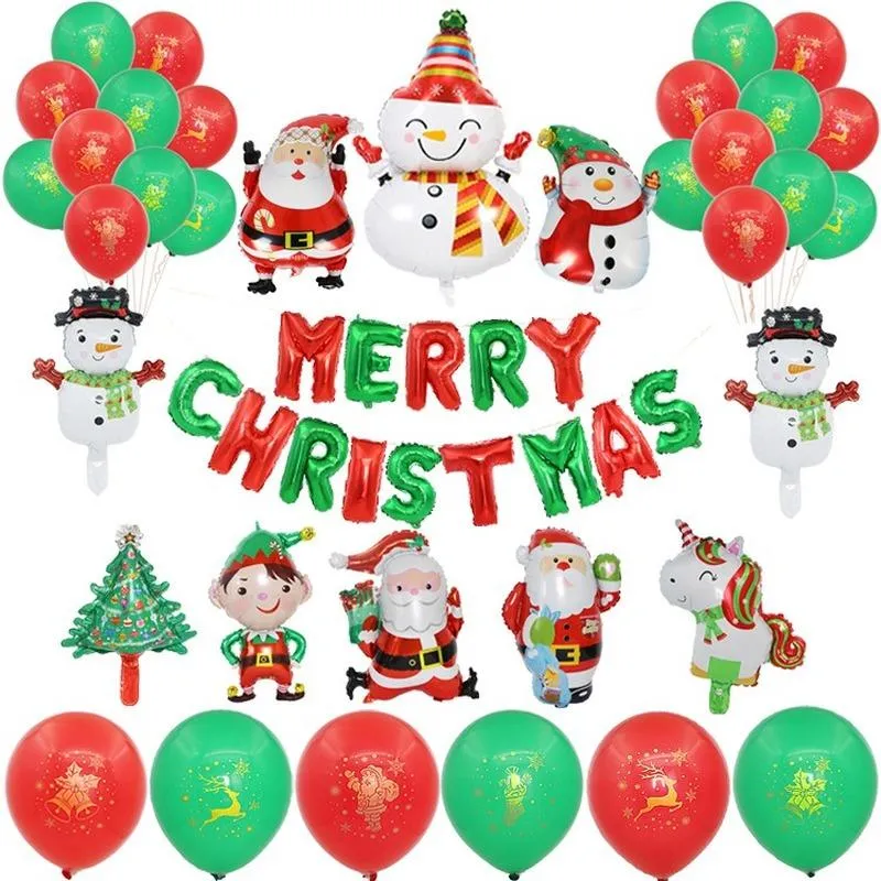 Party Decoration El Shopping Ball Balloon Set Santa Claus Snowman Pacote de filme de alumínio