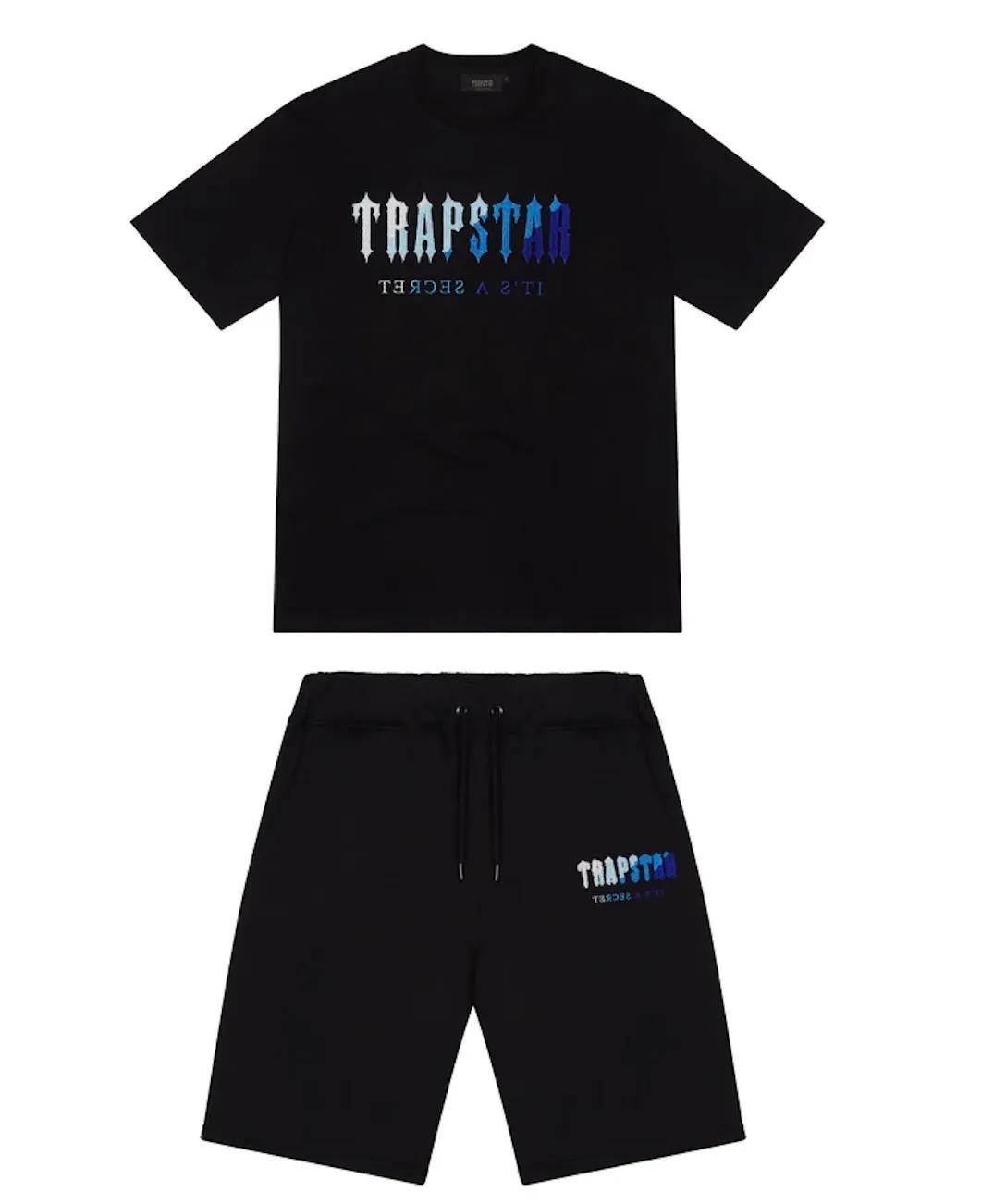 Mens Trapstar T Shirt Short Sleeve Print Outfit Chenille Tracksuit Black Cotton London Streetwear S-2XL