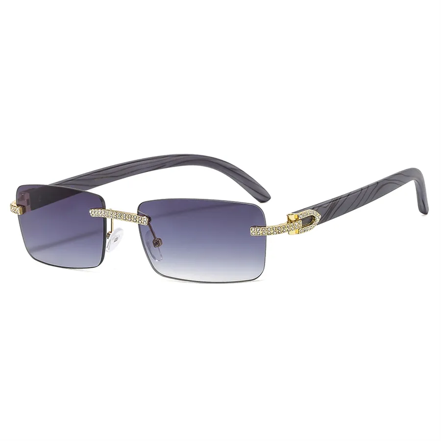 Merk designer zonnebril kleine vierkante frameloze metalen scharnier eyewear voor mannen vrouwen luxe zon glas UV400 lens unisex hoge kwaliteit met case en doos