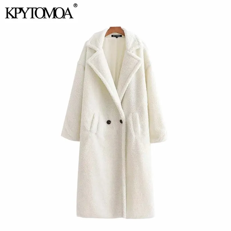 Cappotto del rivestimento dell'orsacchiotto della pelliccia del faux caldo spesso alla moda dell'annata Donne 2020 Tasche a maniche lunghe di modo Capispalla invernale femminile Chic Tops