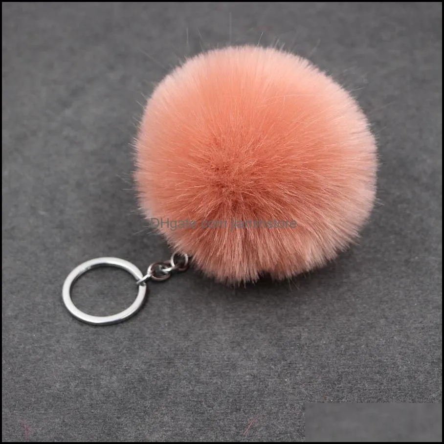 Imitate Rabbit Fur Ball Keychain Pom Pom Car Key Holder Handbag Key Ring 3.15 Inch Bags Keyfob Bag Fashion Accessories