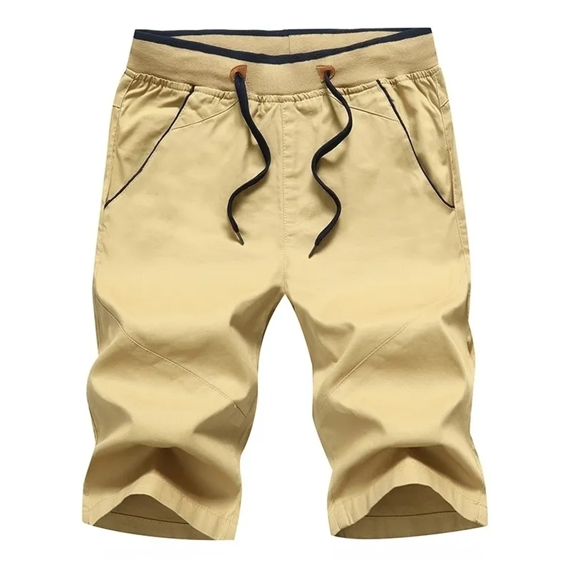 Style Shorts Men Casual Summer Men Shorts Cotton Beach Homme Bermuda Solid Boardshorts Wysokiej jakości elastyczna talia 18 210322