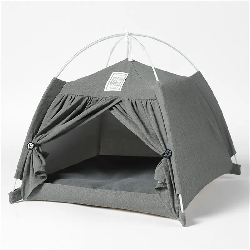 Folding Pet Tent Bed Cave For Cat Small Dog Portable Kitten Hut Indoor Outdoor Summer Puppy Cozy House 220323