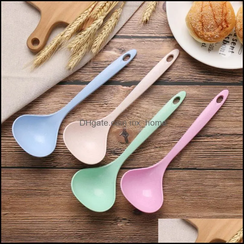 Lepels Flatware Kitchen Dining Bar Home Garden LL Wheat St Long Handle Lepel Creatief Familie TABREEMEN ECO VRIENDE GEZONDHEID SPO DHQ82