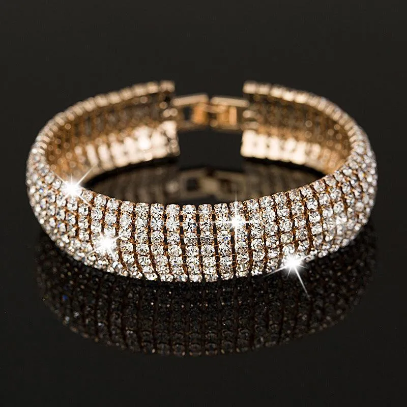 Pulseira clássica de moda feminina pulseira de cristal pulseira pulseira pulseira pulseira banglles feminino jóia de joalheria de mão