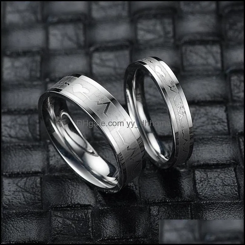 Romantic Couple Heart Shaped Ring 4/6mm Silver Color Stainless Steel Wedding Love Rings for Women Men Fashion Jewelry