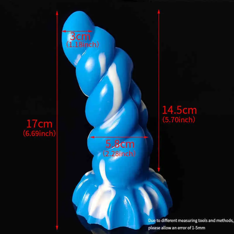 Nxy Dildos Dongs Grand Anal Sex Toy pour Hommes Femmes Liqued Silicone Butt Plug Aniamal Monster Beads Fantaisie Gode avec Ventouse 20220107