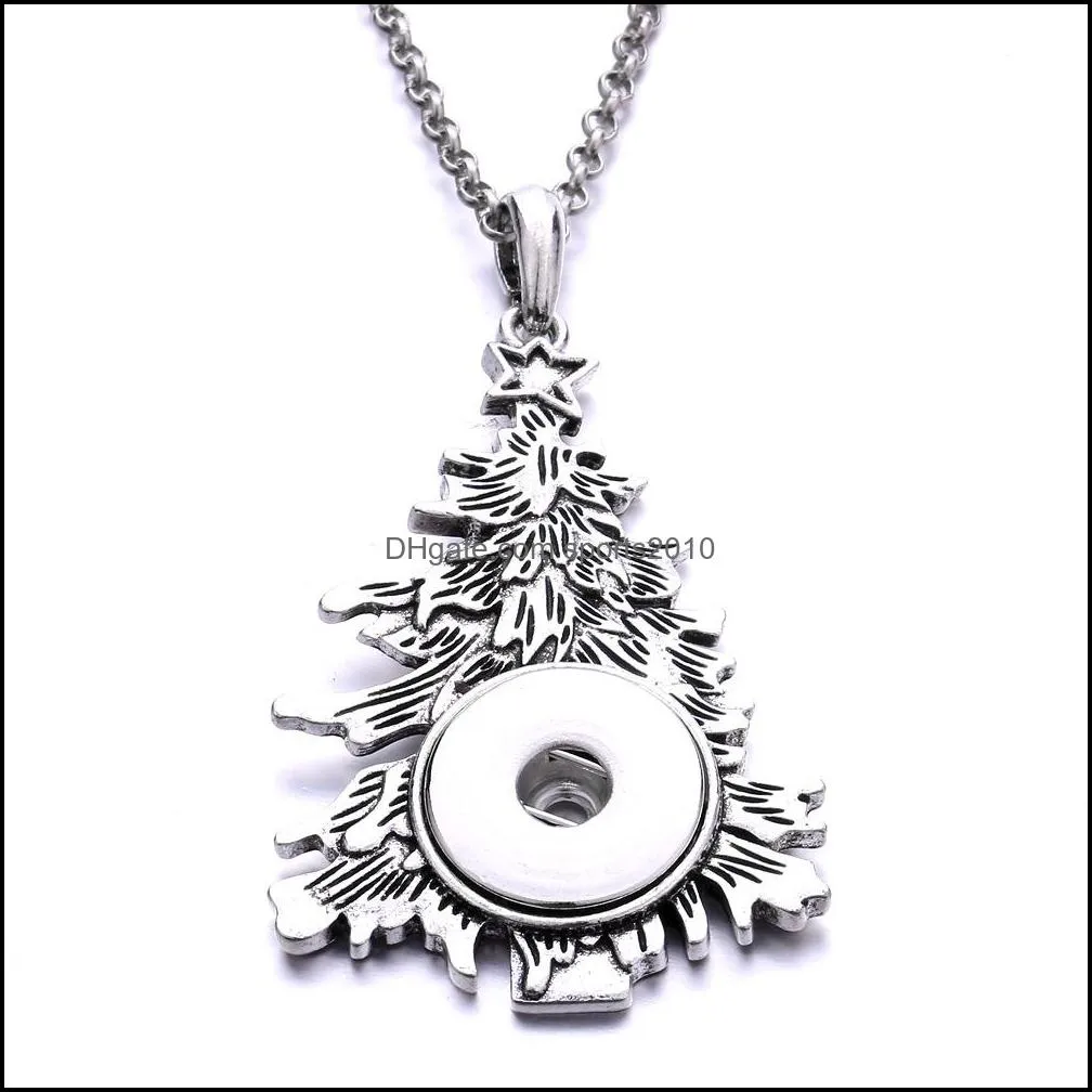 christmas tree shape snap button pendant necklace fit 18mm snaps buttons jewelry snaps necklaces for women mom gift noo sports2010