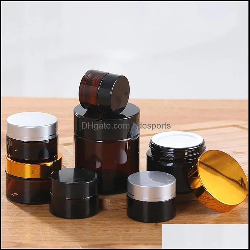 5g 10g 15g 20g 30g 50g Amber Glass Cream Jar Bottle Cosmetic Makeup Jars Refillable Lotion Bottles