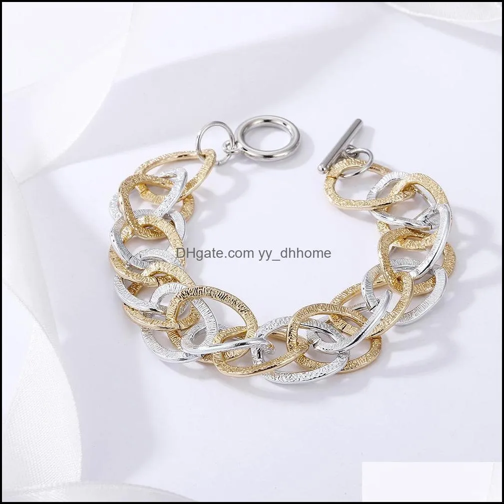 multilayer hollow thick matte gold silver color link chain bracelet for women gifts friends jewelry wholesale