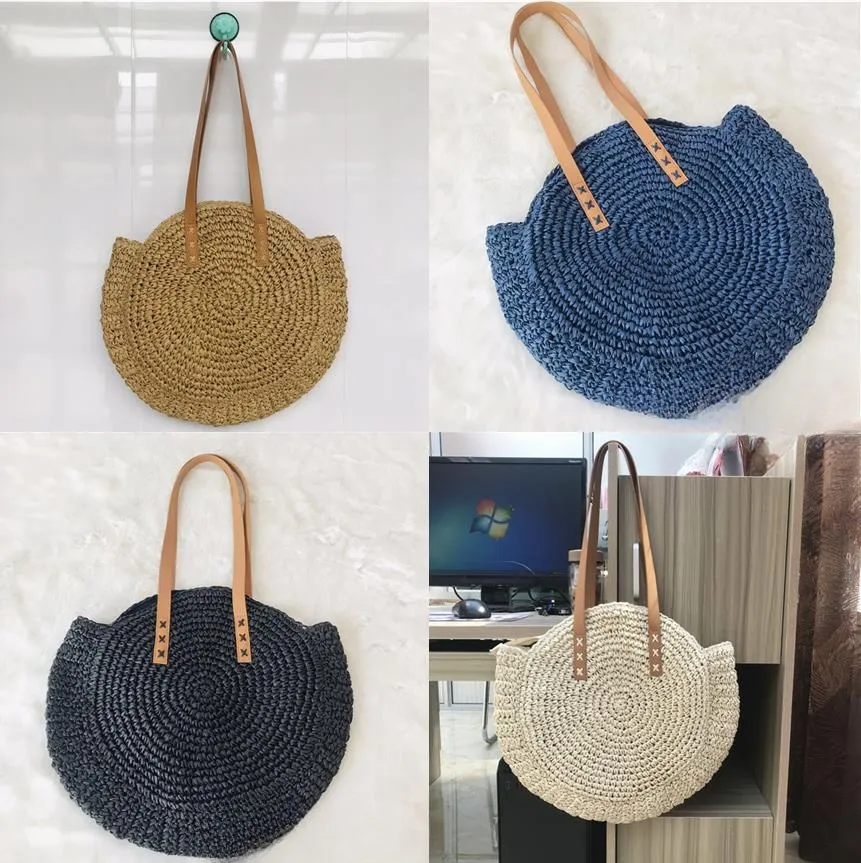 Zomer nieuwe ronde mode-accessoires stro geweven bagcasual geweven tas bohemian strand handheld tassen