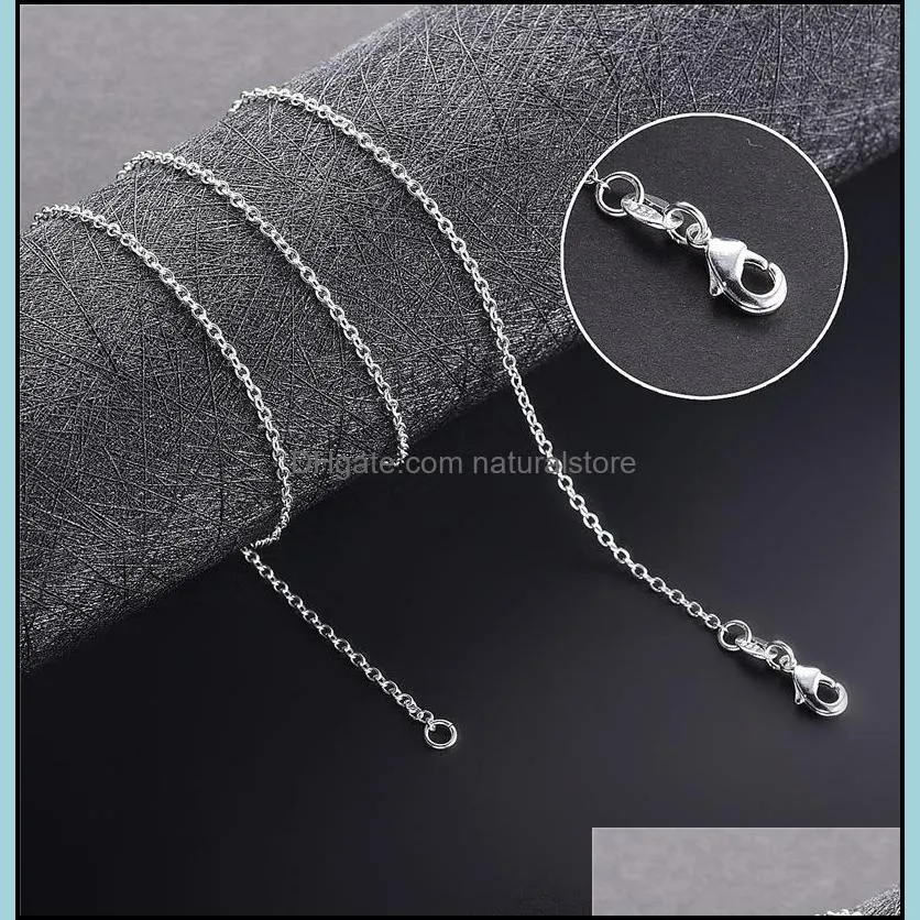 1mm 925 Sterling Silver Link Chains Necklaces for Women Pendant Lobster Clasps Rolo Chain Fashion DIY Jewelry Accessories 16 18 20 22