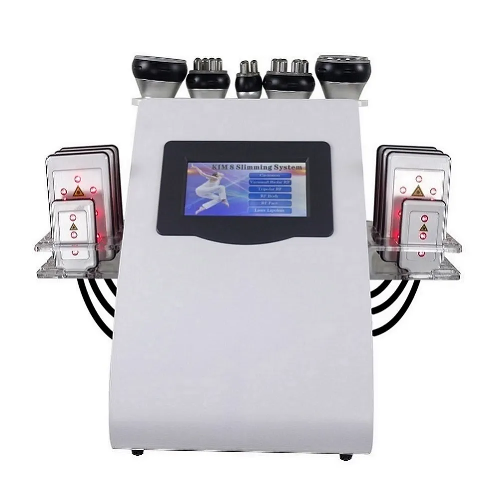 Body Slimming 6 In 1 Ultrasound RF Lipo Laser Pads 40K Ultrasonic Cavitation Weight-Loss Machine Vacuum Cavitation System