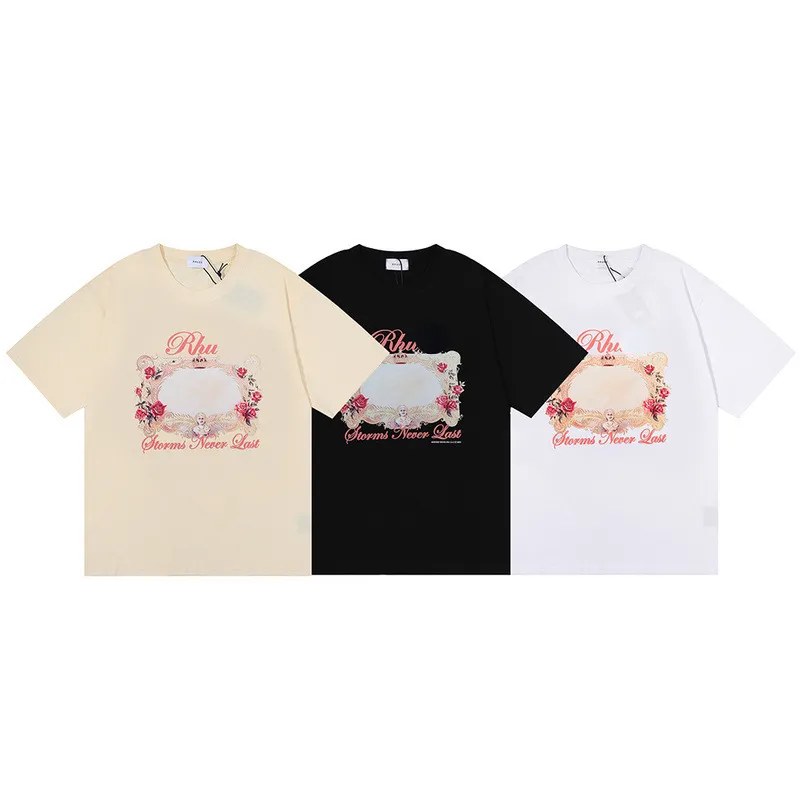 Designer afdrukken T-shirts Zomer Katoenletter Rose Mirror Tops Losse T-stukken voor heren met korte mouwen