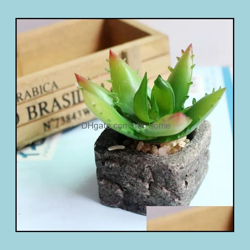 Artificial Green Potted Emulational Succulents Small Plant With Pots for Home Garden Wedding Table Birthday Christmas Party Decor
