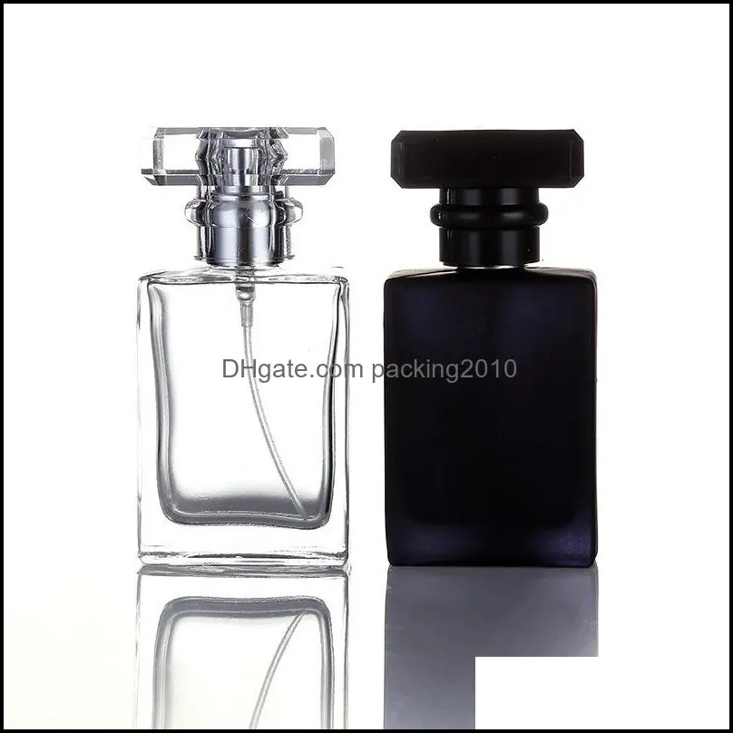 30ML Clear Black Portable Glass Perfume Spray Bottles Empty Cosmetic Containers With Atomizer For Traveler