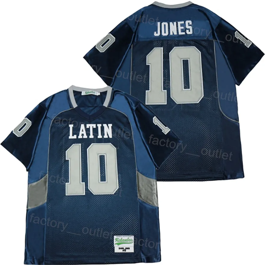 Men Football High School Charlotte Latin 10 Daniel Jones Jersey Moive College All Stitched Breathable For Sport Fans Hip Hop Team Navy Blue University Size S-XXXL