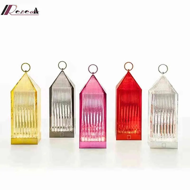 Kartell Crystal Table Lamp Italian Katell Design Battery Lantern Rechargeable Restaurant Table Light Decorative Night Lights H220423