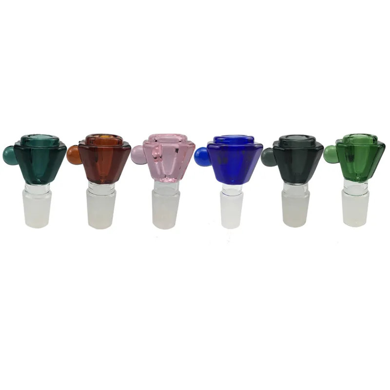 Glass Bowl Smoking Slide With Side Point Handle Filter 6 Colors Thick Bowls Joints For Bongs Hookah Water Pipe