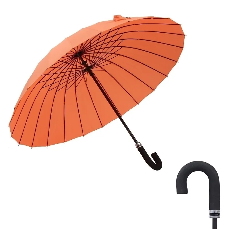 Chinese Style Soild Long Umbrella Fashionable Women Double Big Cane High Quality Windproof Wooden Handle s Y200324