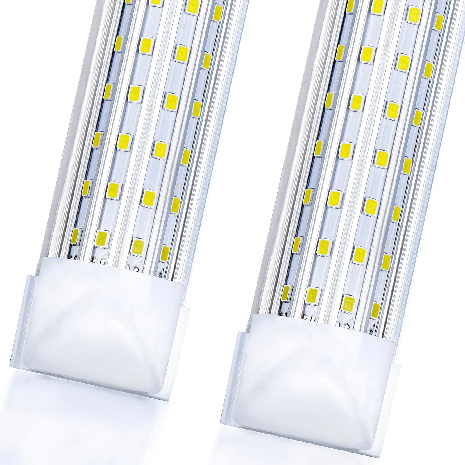8ft LED -butiksljus, 8 fot Cooler Door Frys LED -rörbelysningsfixtur, 4 rad 144W 14500 lm, 4ft 75W U Form fluorescerande Clear Cover Länkbart ytmonteringsljus, 20st
