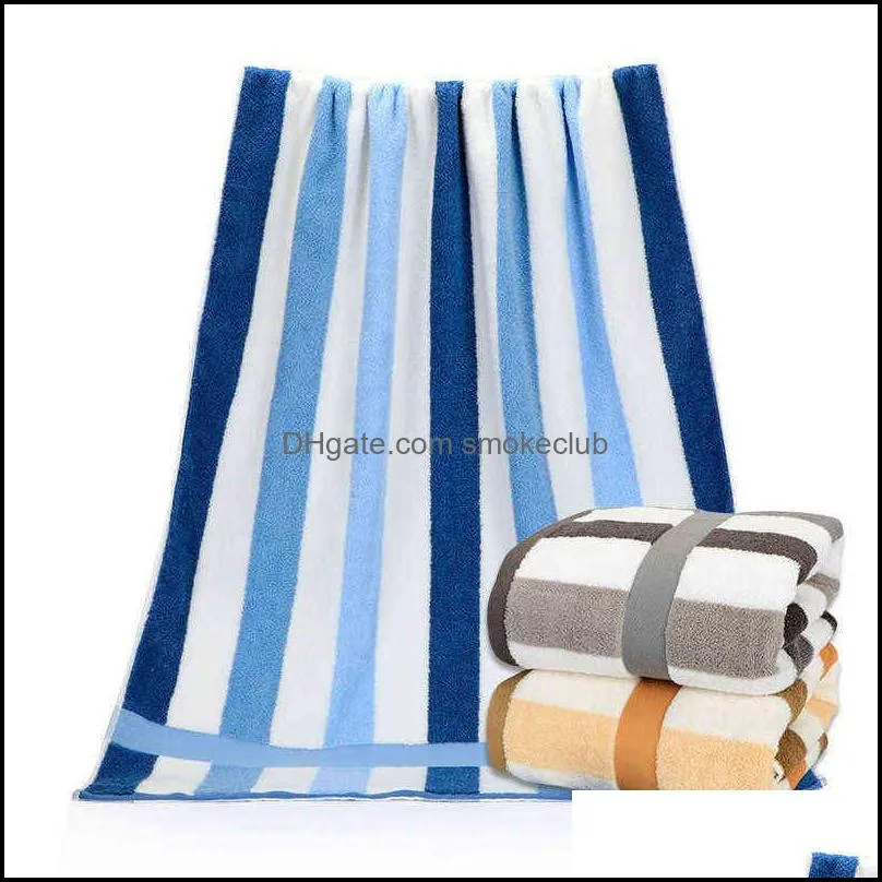 Beroyal New 2020 100% Cotton Thicker Bath Towel Absorbent Stripe Beach Towels for Adult and Kids Towels Bathroom 70*140cm 1PC Y220226