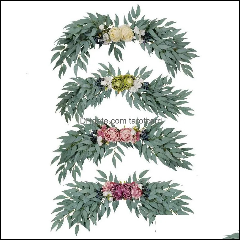 Artificial Decorative Flowers Swags Silk Peony Backdrop Rose Floral Swag For Wedding Arch Marriage Door Wall Hanging Wreath Garland Home Party Outdoor