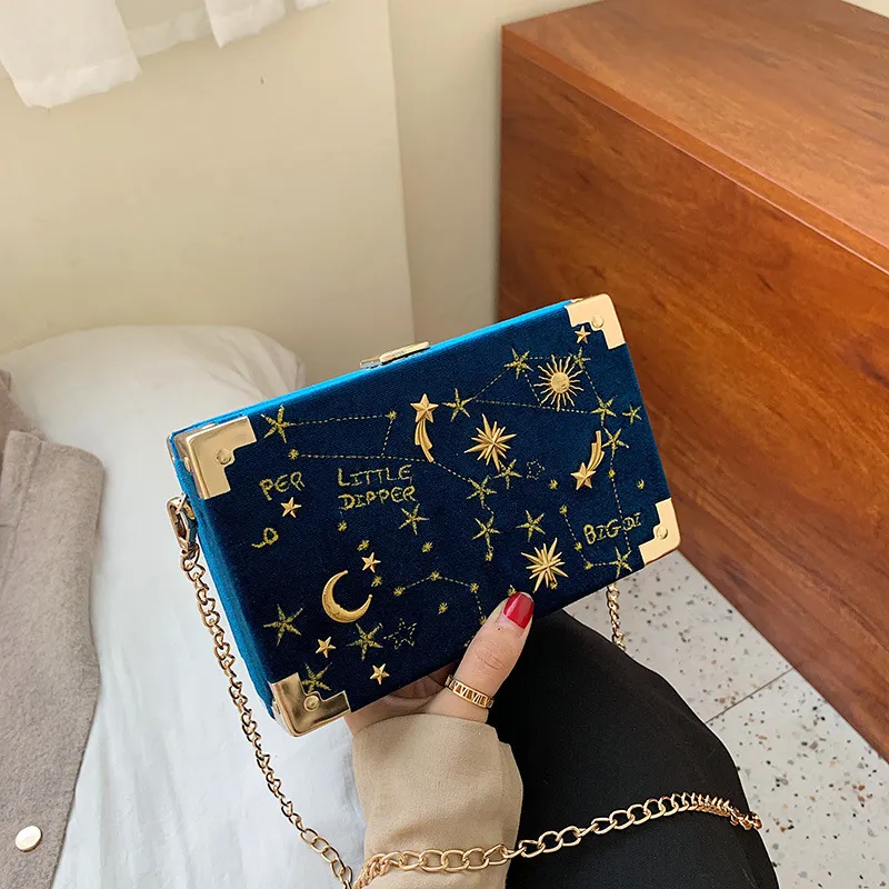 Metal Rozet Kutusu Şekli Çanta Çanta Kadınlar Siyah Zincir Parti Debriyaj Çanta Kawaii Omuz Çantası Crossbody Messenger Çanta 220326