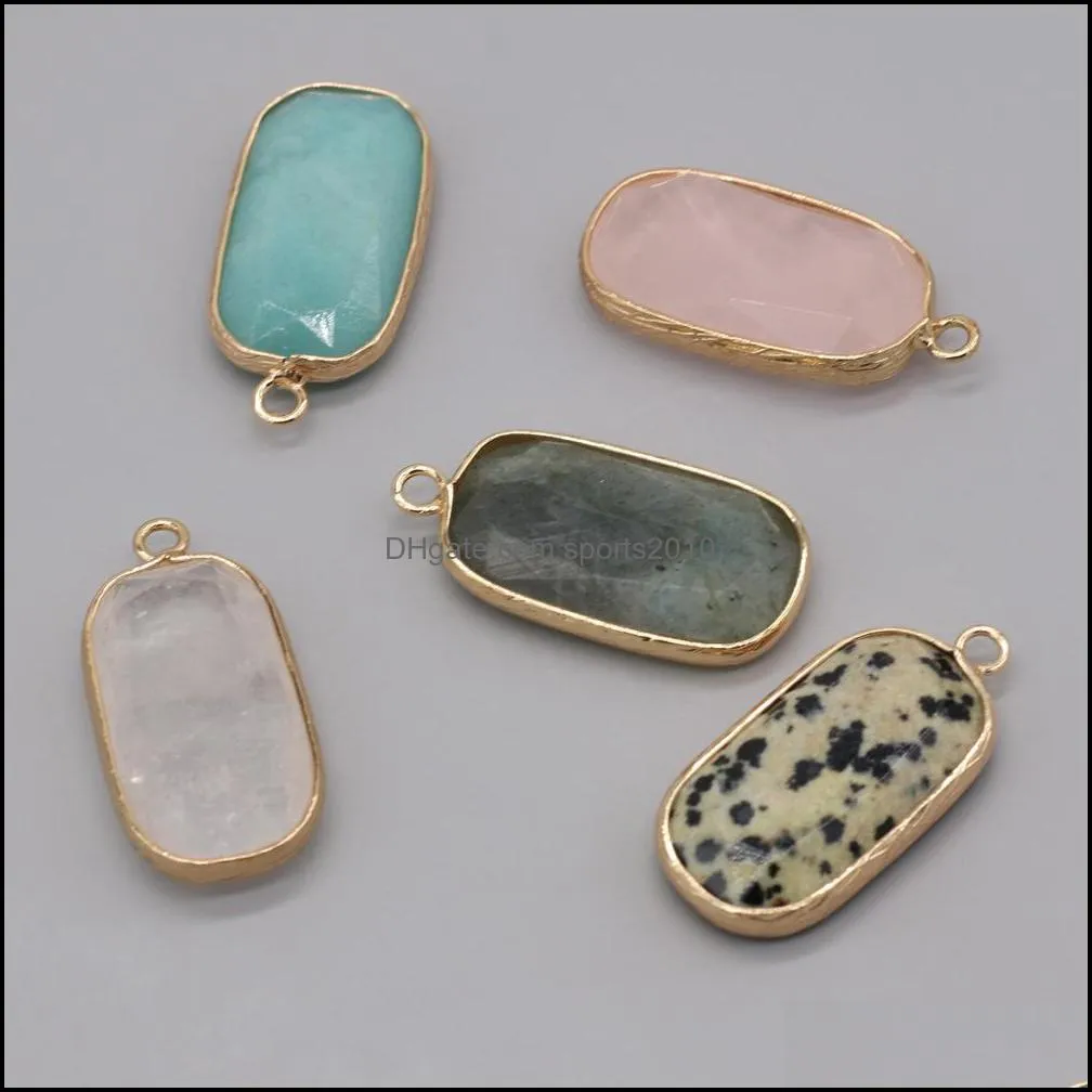 rectangle reiki healing natural stone charms rose quartz white crystal pendant diy necklace women fashion jewelry finding 15x30mm sports2010