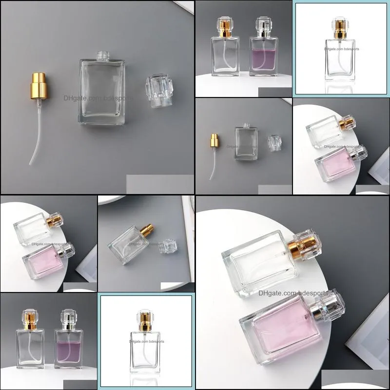 1Oz 30ML Empty Perfume Bottles Elegant Square Clear Glass Bottle Fine Mist Atomizer for Perfumes, Colognes, and Aromatherapy Sprays