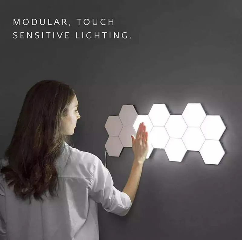 Lâmpadas DIY Lâmpadas Toque Touch Interruptor Quantum Lâmpadas de parede hexagonal Modular Creative LED Decoration Jvoqn