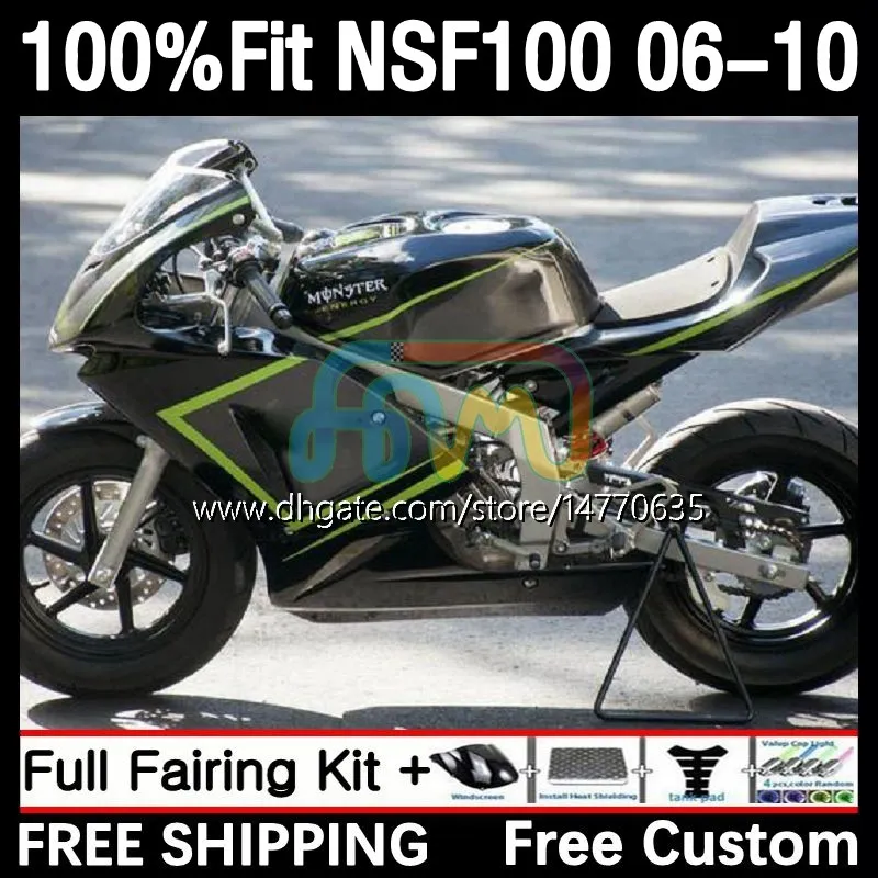 Honda 유리 섬유 NSF100 NSF 100 06-10 10DH.58 NSF-100 06 07 08 09 10 NS-F100 2006 2007 2008 2009 2010 주사 곰팡이 페어링 그린 블랙