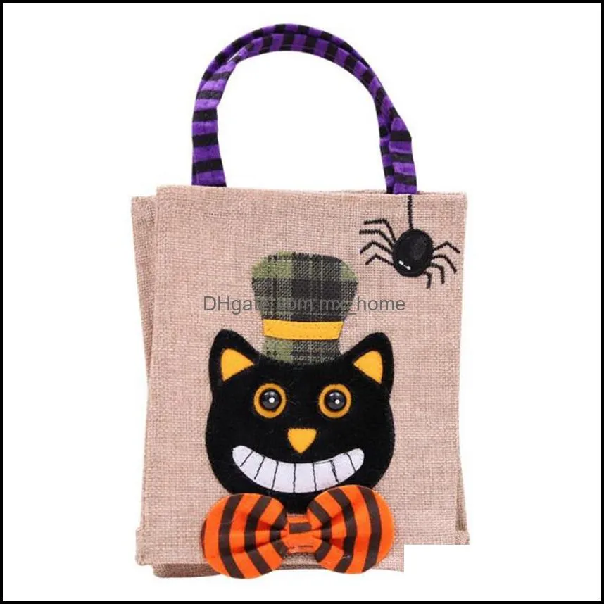 26*15cm halloween linen tote bag pumpkin candy storage bags festive supplies 4 styles halloween decoration handbag cyz3265