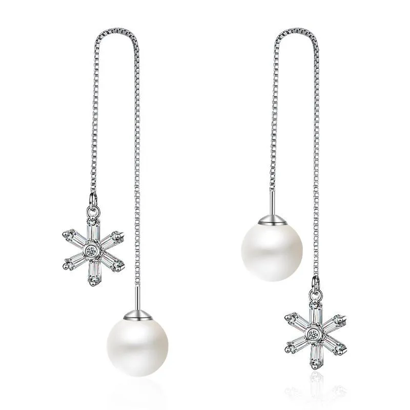 Dangle & Chandelier Brand Long Tassel Sunflower Pearls Drop Earrings For Women Wedding Engagement BrincosDangle