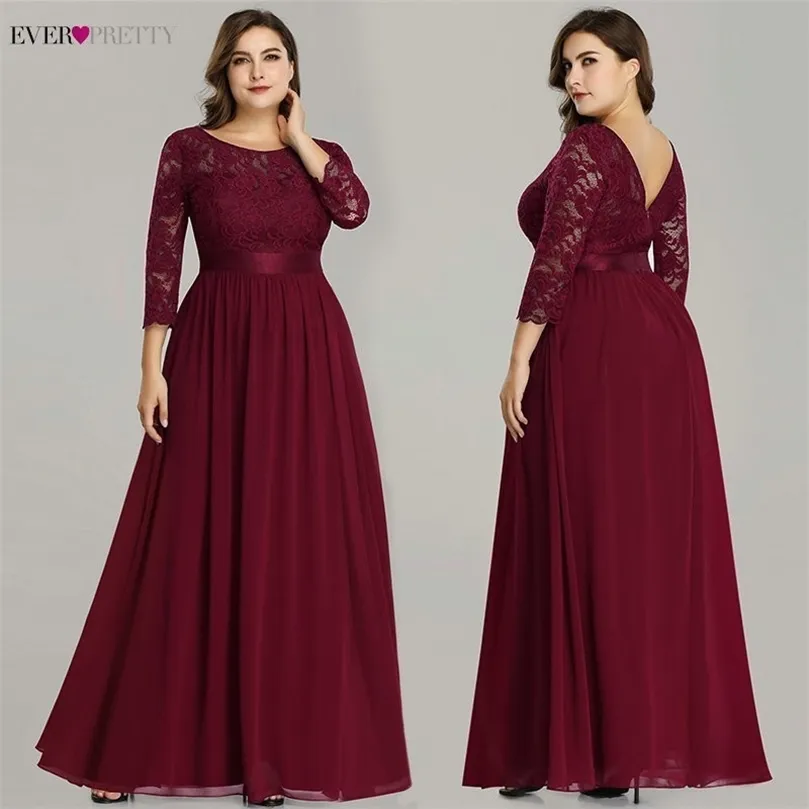 Robe de Soiree Ever Pretty 7412 Long Lace Evening Plares с длинным рукавом зимнее формальное платье Женщины элегантные Abendkleider LJ201224