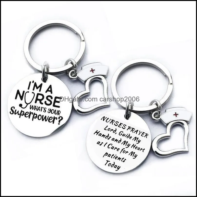 Party Favor Event Supplies Festive Home Garden Stainless Steel Nurse Keychain Stethoscope Keyring Hea Dheon