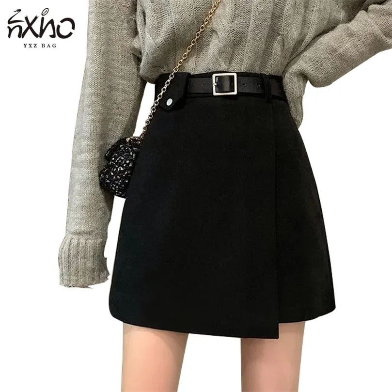 Women Skirt Black High-Waist A-Line Irregular Short Skirts For Girls Summer Korean Style All-Match Casual 220317