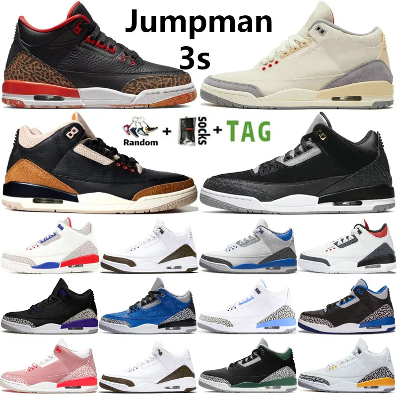 Mens Jumpman 3 High OG 3s Buty koszykówki se muślinowy słonia ciemna tęczówka Rust Różowy neapolitan chlorofil laser pomarańczowy mężczyźni sportowe kobiety trampki Treakery Rozmiar 13