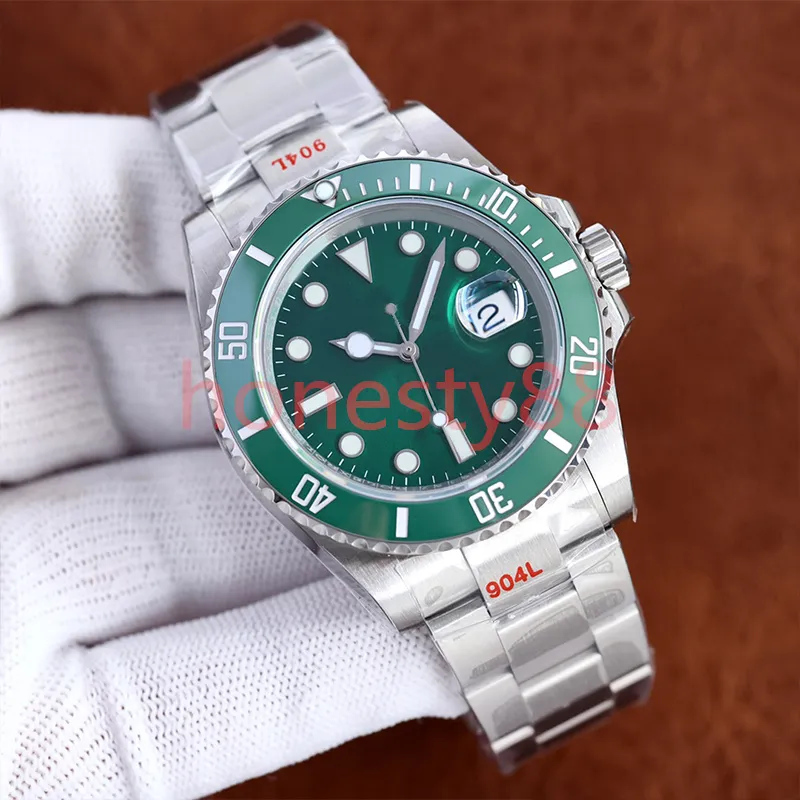 남자 시계 디자이너 럭셔리 시계 reloj 40mm 녹색 다이얼 자동 기계식 세라믹 패션 클래식 스테인리스 스틸 수 방수 시계 DHGATE
