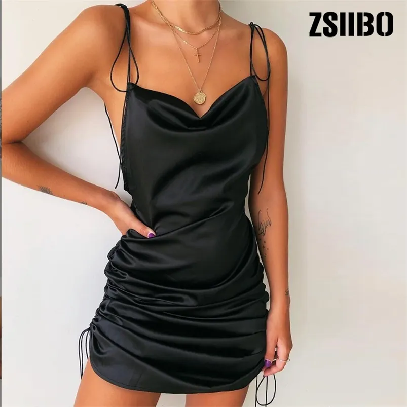 Abito estivo Vestido Cinghie senza spalline Abiti sexy senza maniche senza schienale Lunghezza inferiore Abbigliamento donna regolabile Drop 226014